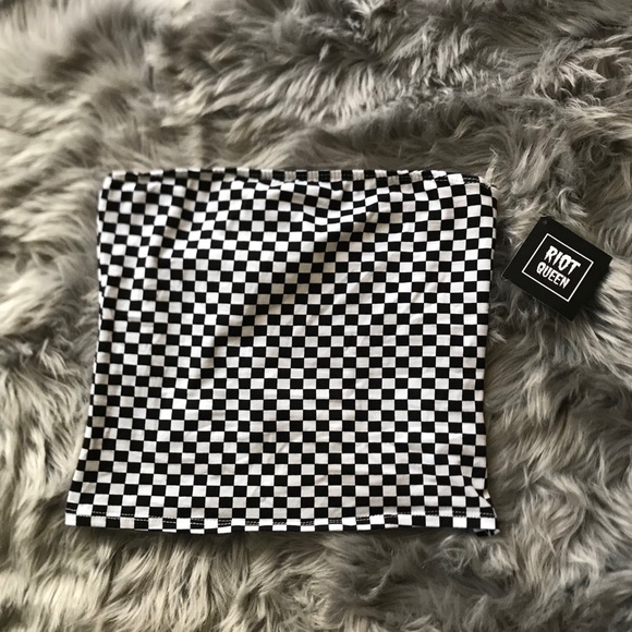 Tops - Riot Queen Checkered Tube Top